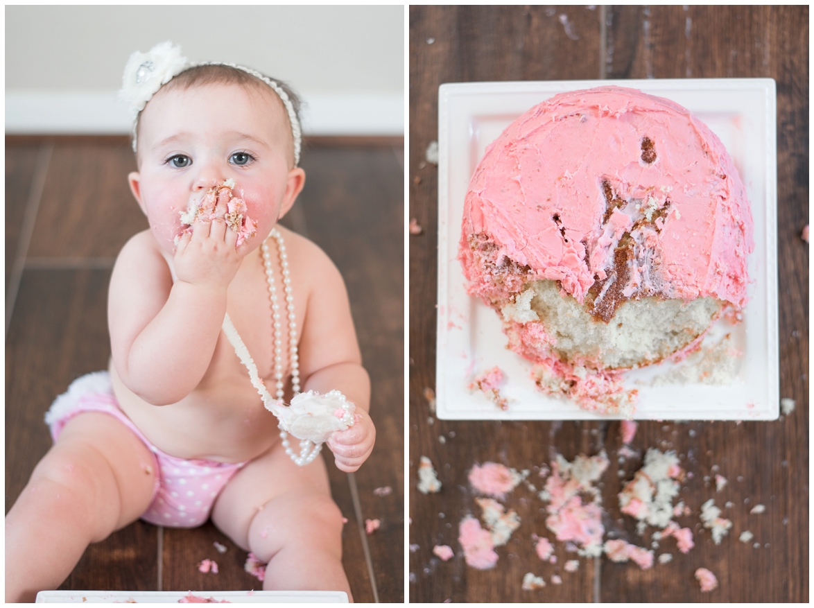 Houston photographer's 1 year portrait and cake smash session with milestone portrait client, Emily